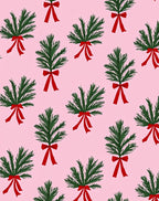 Pink Evergreen Bow Toss Rug