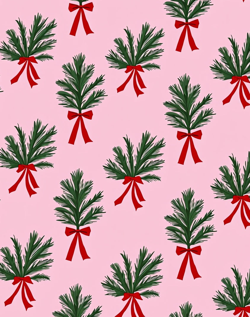 Pink Evergreen Bow Toss Rug