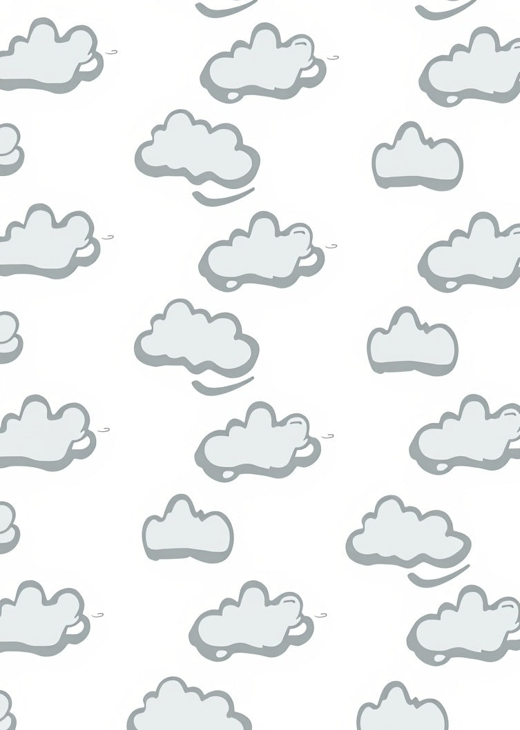 Whimsical Gray Cloud Scatter Rug