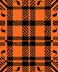 Orange Black Plaid Bat Graphic Rug