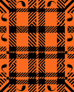 Orange Black Plaid Bat Graphic Rug