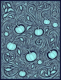 Light Blue Pumpkin Vine Swirl Rug