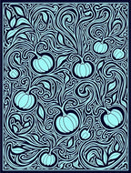 Light Blue Pumpkin Vine Swirl Rug