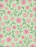 Whimsical Pink Floral Garden Sprigs Rug