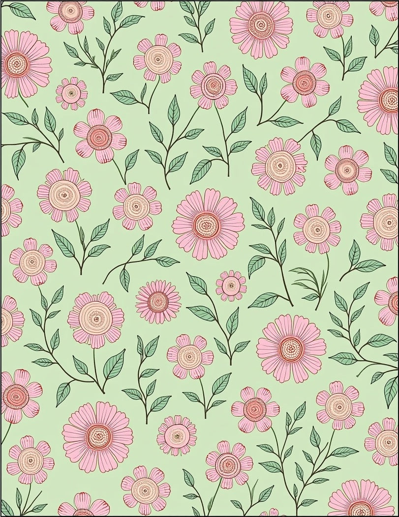 Whimsical Pink Floral Garden Sprigs Rug
