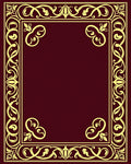 Rich Burgundy Golden Scroll Border Rug