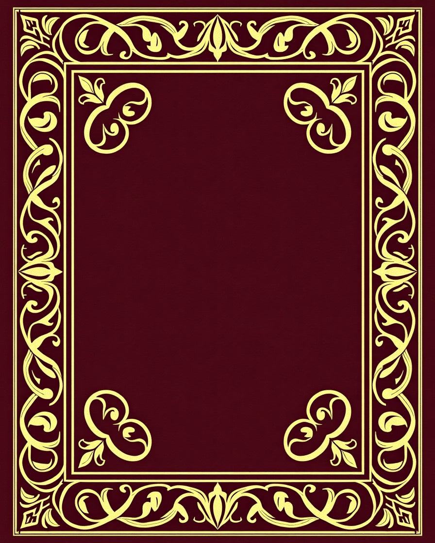Rich Burgundy Golden Scroll Border Rug