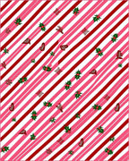 Pink White Red Striped Holly Medallion Rug