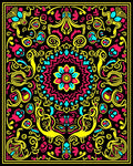 Bold Black Floral Medallion Vibrant Rug