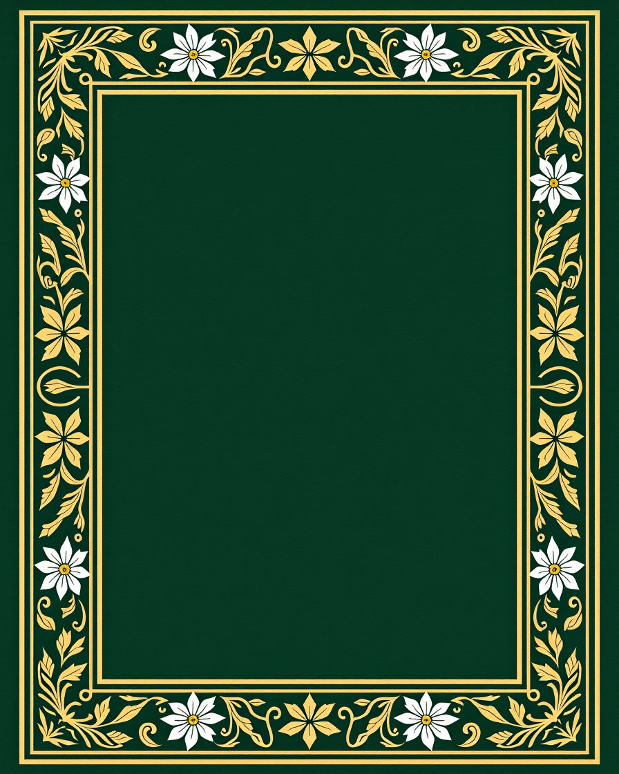 Elegant Green Golden Floral Border Rug