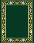 Elegant Green Golden Floral Border Rug