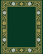 Elegant Green Golden Floral Border Rug