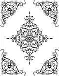 Ornate Black Scrollwork Quatrefoil Rug