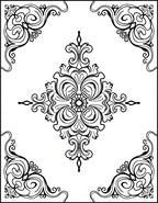 Ornate Black Scrollwork Quatrefoil Rug