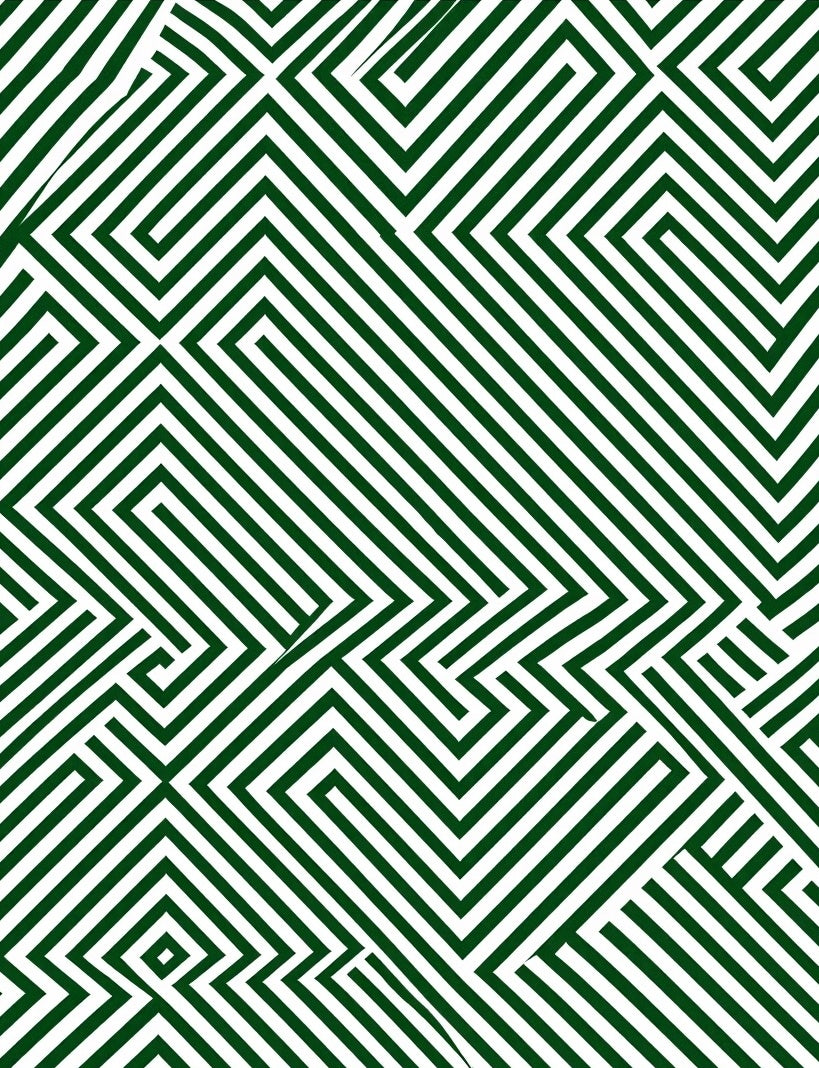 Deep Green Geometric Labyrinth Lines Rug