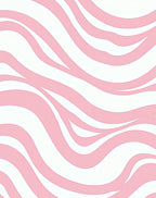 Soft Pink and White Wave Stripes Rug