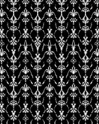 Black White Damask Scrollwork Rug