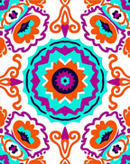 Vibrant Orange Teal Mandala MedallionRug Rug