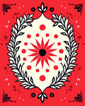 Bold Red White Floral Sunburst Rug
