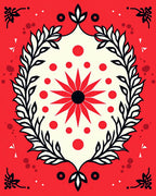 Bold Red White Floral Sunburst Rug