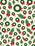 Festive Green Wreath Red Bow Collage Rug