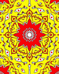 Bright Red Yellow Floral Sunburst Rug