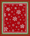 Festive Red White Snowflake Border Rug