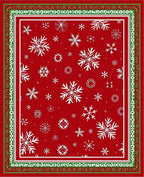 Festive Red White Snowflake Border Rug
