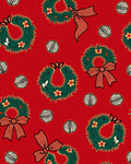 Red Green Wreath Floral Bow Accent Rug