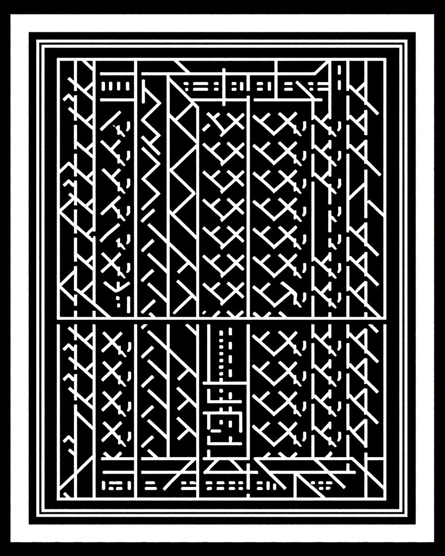 Black and White Geometric Maze Layout Rug