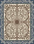 Antique Ivory Folk Art Swirl Rug