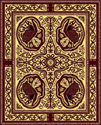 Crimson Yellow Ornate Bird Medallion Rug