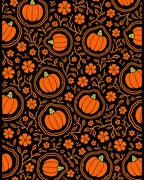 Orange Pumpkin Blossom Foliage Rug