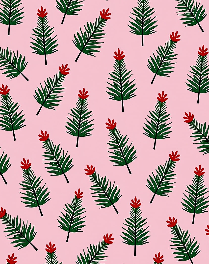 Pink Palm Frond Floral Arrangement Rug