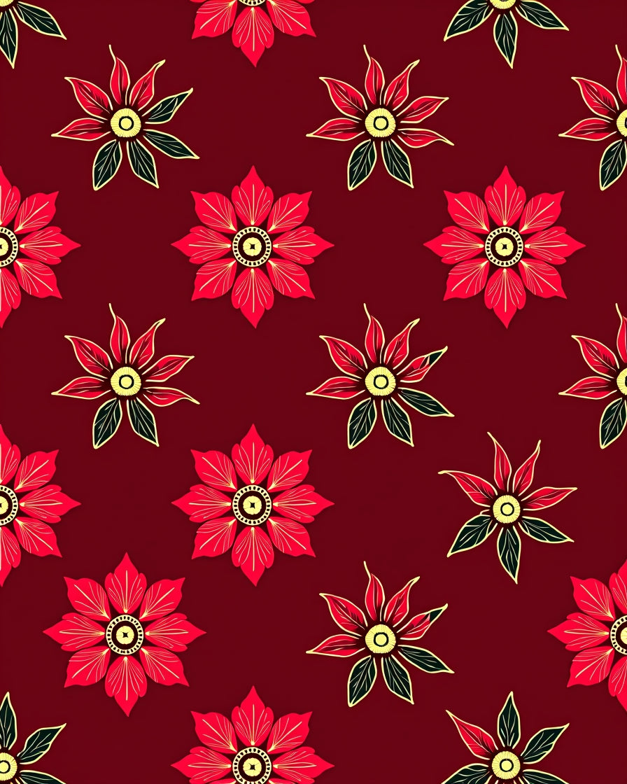 Crimson Floral Medallion Rug