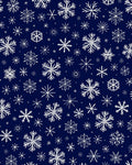 White Snowflake Scattered Dark Blue Background Rug