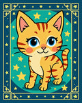Whimsical Orange Cat Starry Night Rug