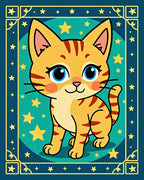 Whimsical Orange Cat Starry Night Rug
