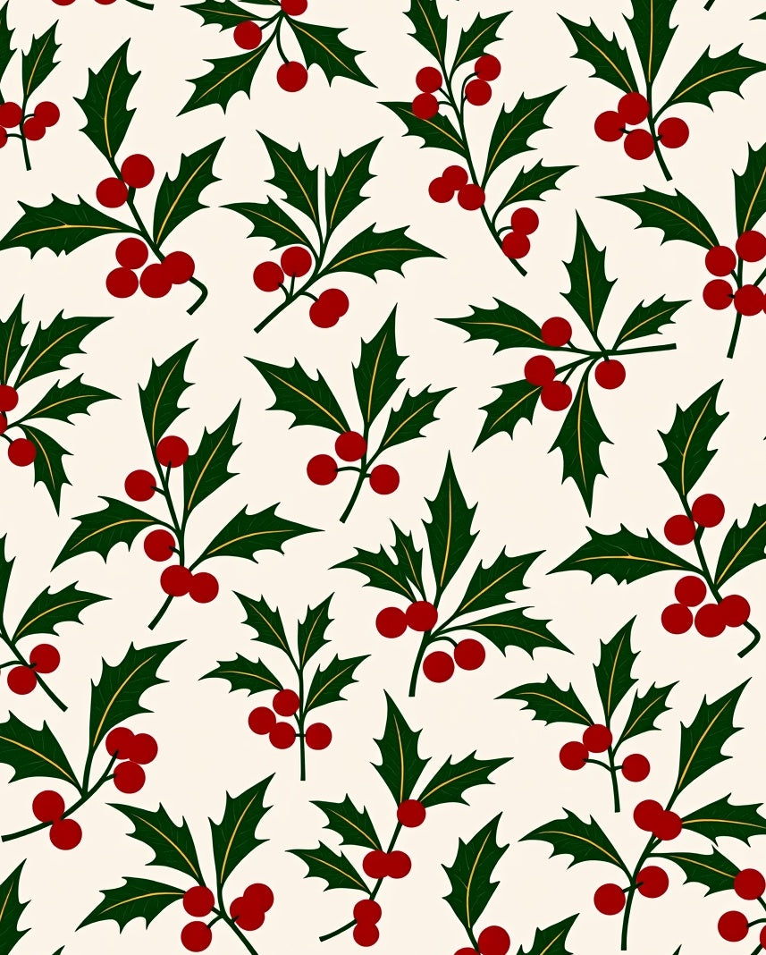 Festive Holly Berry Sprigs Rug