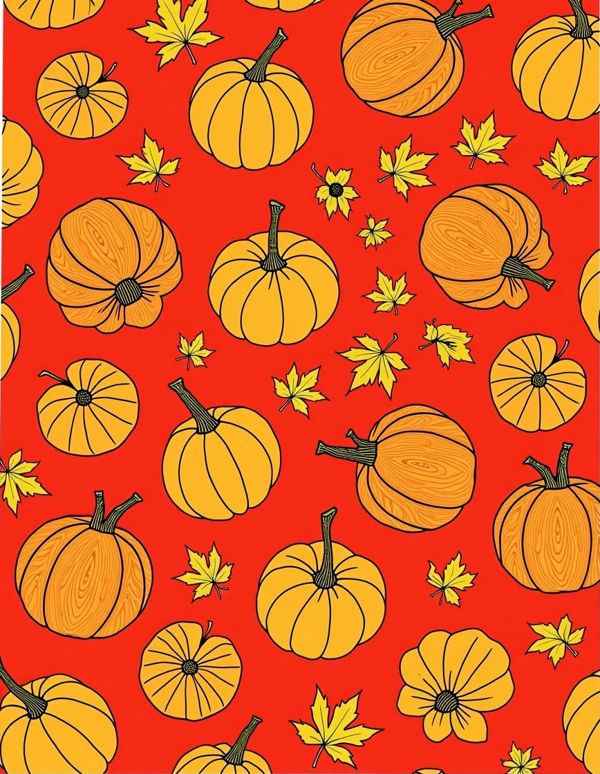 Pumpkin Maple Leaf Autumn Scarlet Round Rug