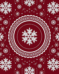 Deep Red White Snowflake Medallion Rug