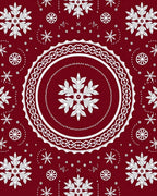 Deep Red White Snowflake Medallion Rug