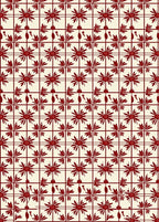 Crimson Floral Geometric Arrangement Rug