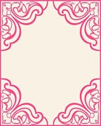 Vibrant Pink Floral Scroll Border Rug