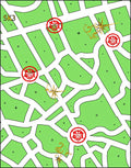 Red Crested Green Park Map Rug