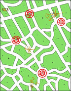Red Crested Green Park Map Rug