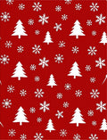 White Snowflakes and Evergreen Trees Red Rug