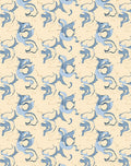 Whimsical Blue Swirls Cream Background Rug