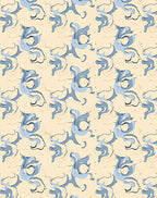Whimsical Blue Swirls Cream Background Rug