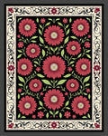 Crimson Dahlia Floral Garden Border Rug